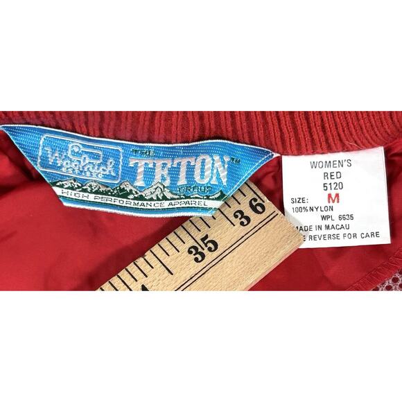 Vtg Woolrich Teton Red Windbreaker Jacket Removable Hood Women's Medium USA - Picture 5 of 10